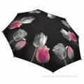 Ladies' Folding Umbrella with Fiberglass Ribs and Tulips Style Folding Umbrella, Perfect for Gift